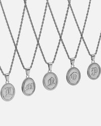 NXS Vintage Letter Necklace White Gold
