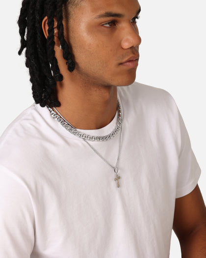 Saint Morta Baguette Interlink Chain Iced White Gold