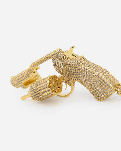Saint Morta Revolver Pendant Iced Gold