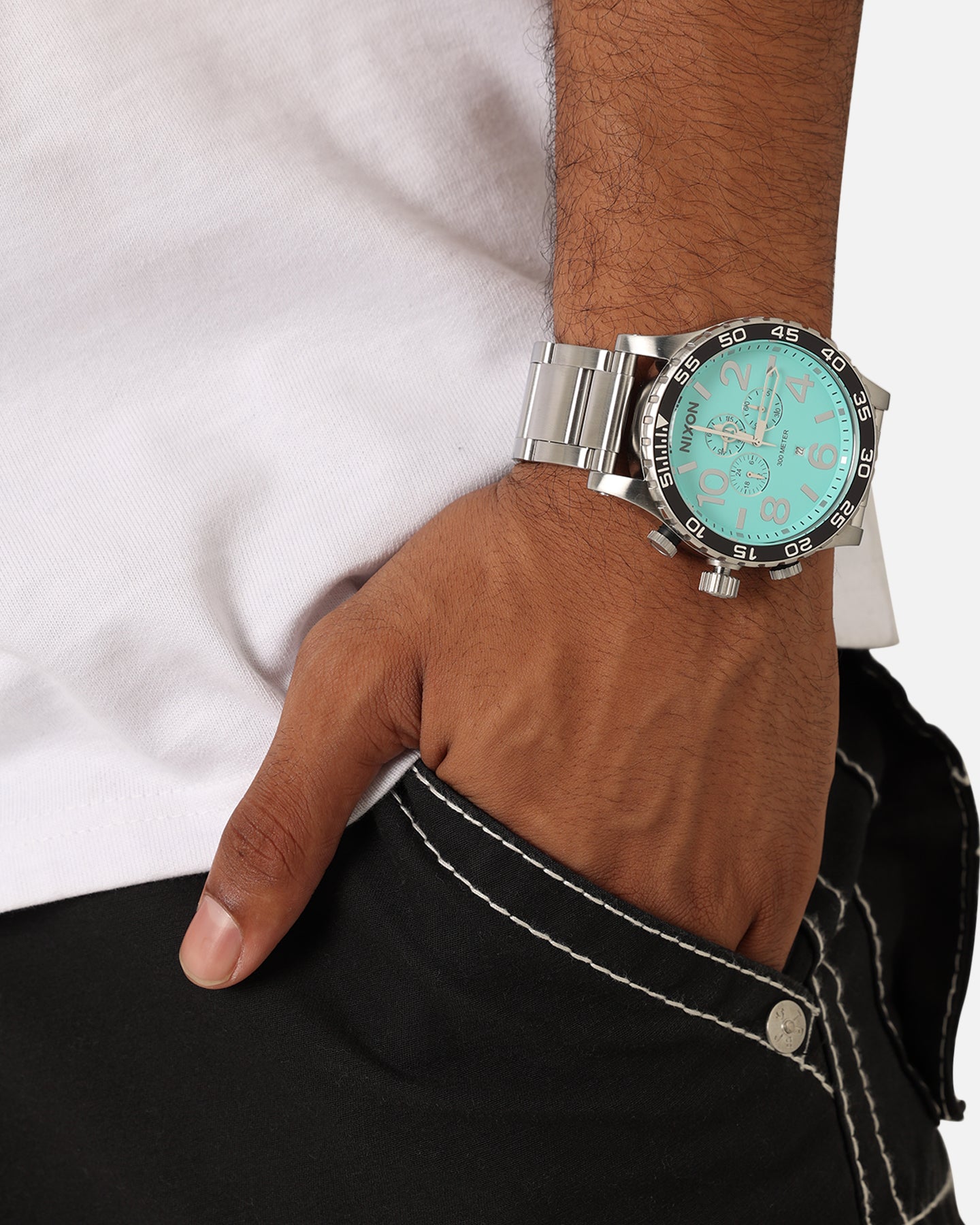 Nixon 51-30 Chrono Watch Silver/Turquoise | Culture Kings US