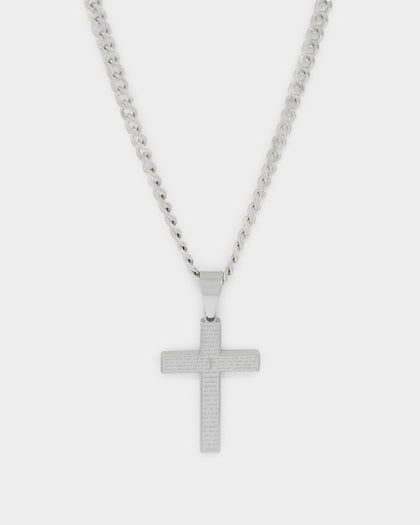 Saint Morta Textured Cross Pendant White Gold