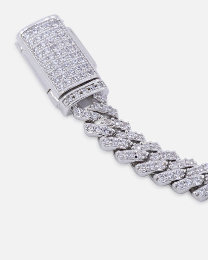 Saint Morta 6mm Iced Cuban Prong Chain Iced White Gold