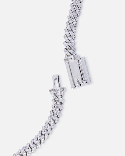 Saint Morta 6mm Iced Cuban Prong Chain Iced White Gold