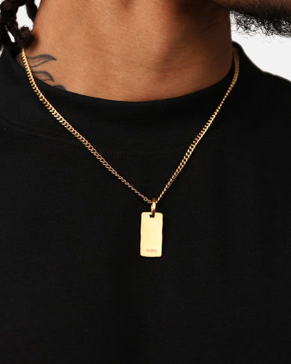 Saint Morta Carved Tag Necklace Gold