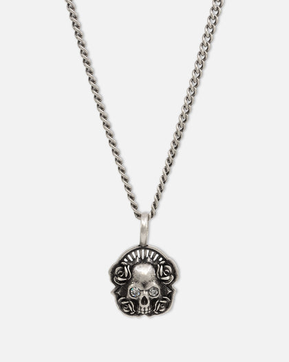Saint Morta Skull And Roses Necklace Stainless Steel