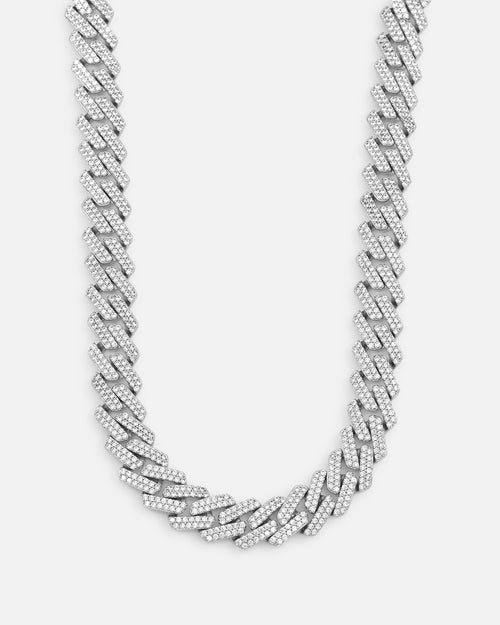 Saint Morta 18" 14mm Iced Interlink Chain Iced White Gold