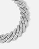 Saint Morta 18" 14mm Iced Interlink Chain Iced White Gold