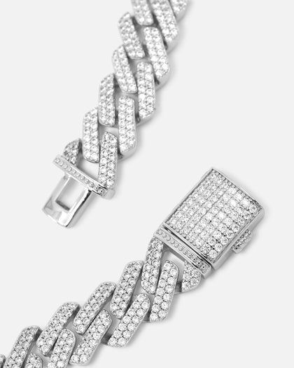 Saint Morta 18" 14mm Iced Interlink Chain Iced White Gold