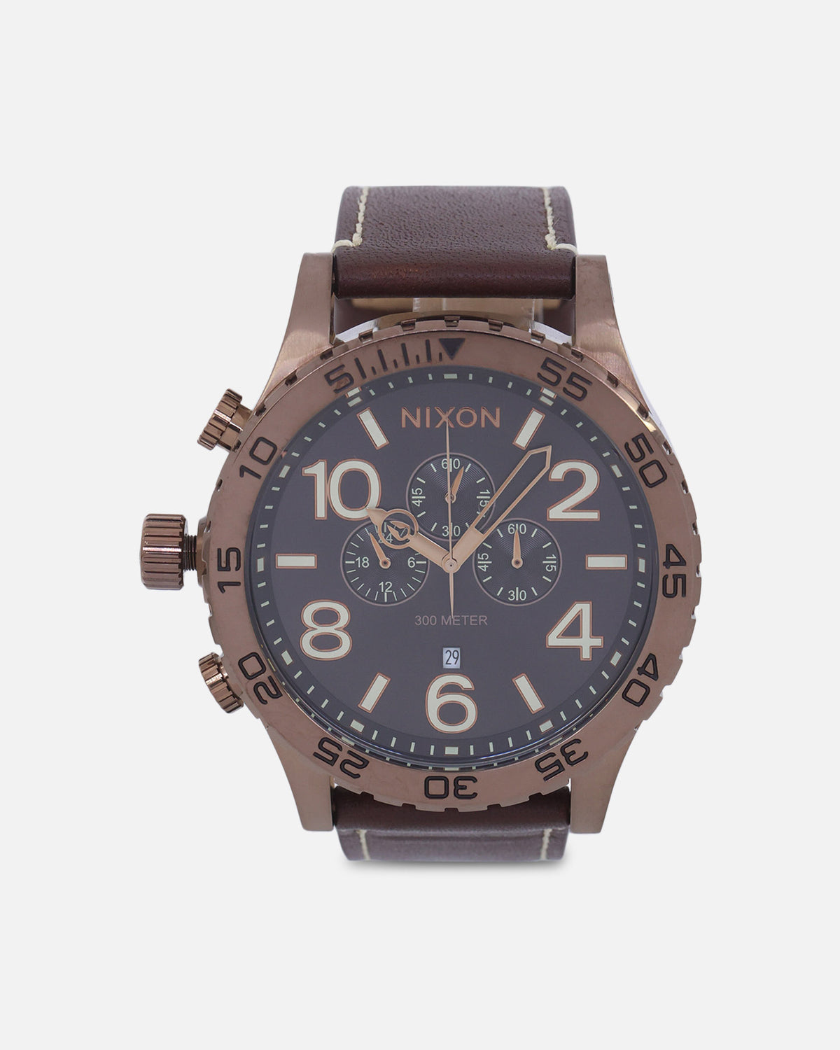 Nixon 51-30 Chrono Leather Watch Chocolate/Dark Roast Brown 