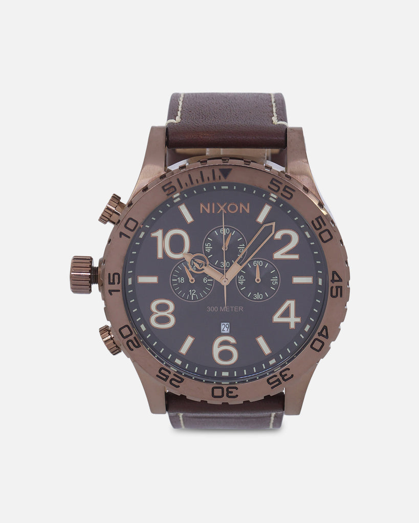 レオン Nixon 51-30 Chrono Leather Watch Chocolate/Dark Roast Brown