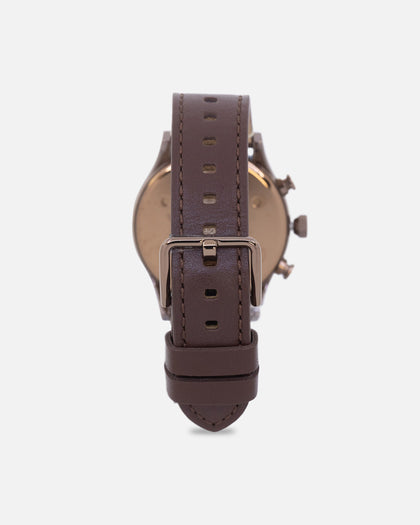 Nixon Station Chrono Leather Watch Chocolate/ Cappuccino Brown