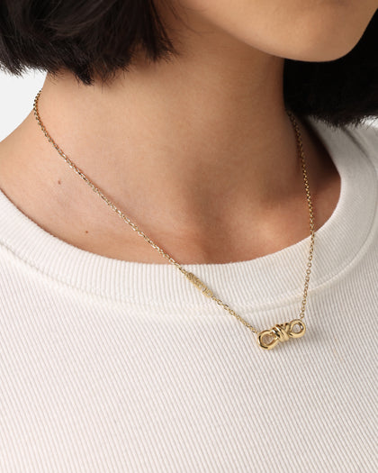 Guess Mainline Women's Modern Love Central Knot Necklace Yellow Gold