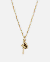 Guess Mainline South Alameda G Coin & Dagger Necklace Yellow Gold