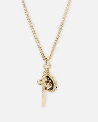 Guess Mainline South Alameda G Coin & Dagger Necklace Yellow Gold