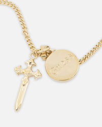 Guess Mainline South Alameda G Coin & Dagger Necklace Yellow Gold