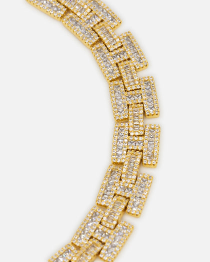 Saint Morta Baguette Interlink Bracelet Iced Gold