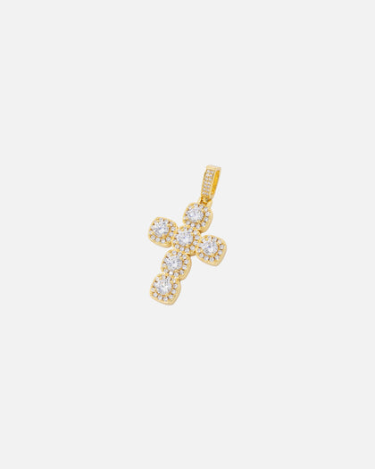 Saint Morta Iced Cushion Cross Pendant Iced Gold