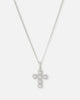 Saint Morta Iced Cushion Cross Pendant Iced White Gold