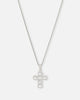 Saint Morta Iced Cushion Cross Pendant Iced White Gold