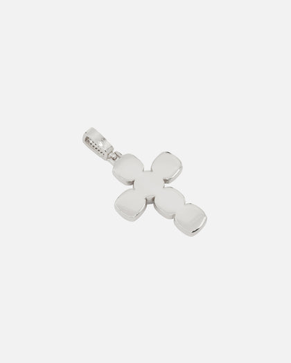 Saint Morta Iced Cushion Cross Pendant Iced White Gold