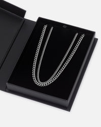 Saint Morta Duo Cuban Chain Set White Gold