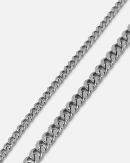 Saint Morta Duo Cuban Chain Set White Gold