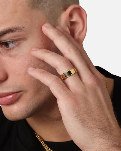 Saint Morta Beveled Band Ring Gold/Tungsten