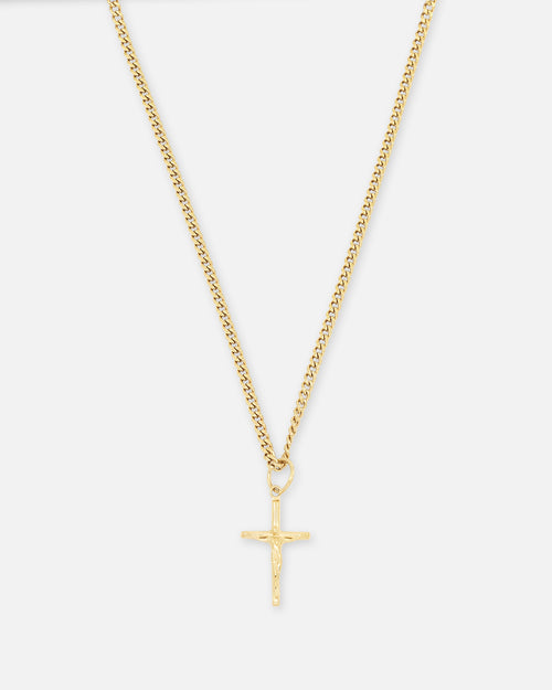 Saint Morta Crucifix Cuban Necklace Gold