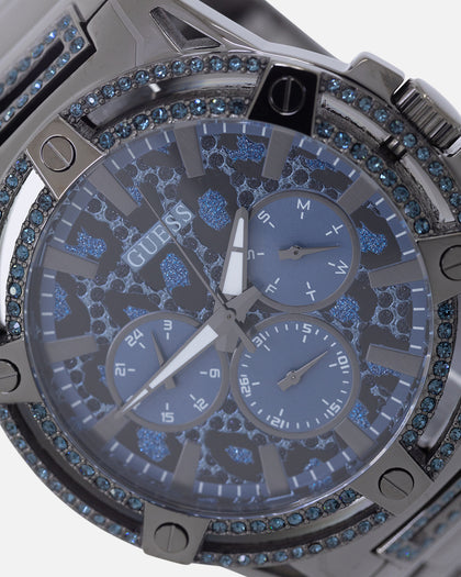 Guess Mainline King Crystal Leopard Gunmetal Bracelet Watch Gunmetal