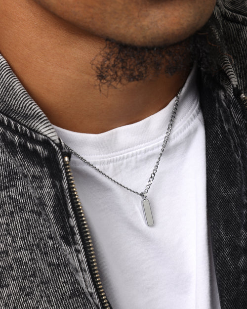 Saint Morta Bar Totem Pendant Chain White Gold
