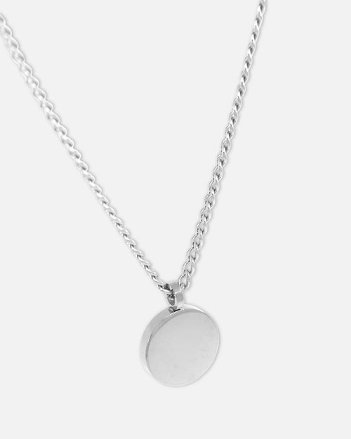 Saint Morta Round Totem Pendant Chain White Gold