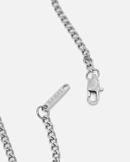 Saint Morta Round Totem Pendant Chain White Gold