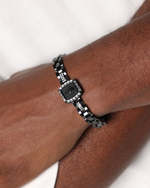 Guess Mainline 16mm Lion Crystal Bracelet Silver