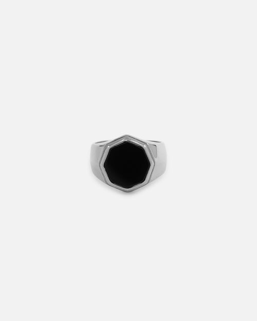 Saint Morta Onyx Octagon Signet Ring White Gold