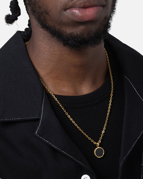 Saint Morta Onyx Round Pendant Chain Gold