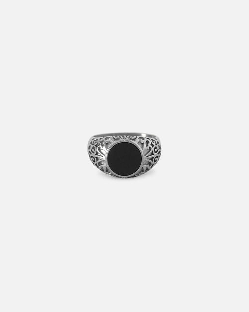 Saint Morta Onyx Round Ring White Gold
