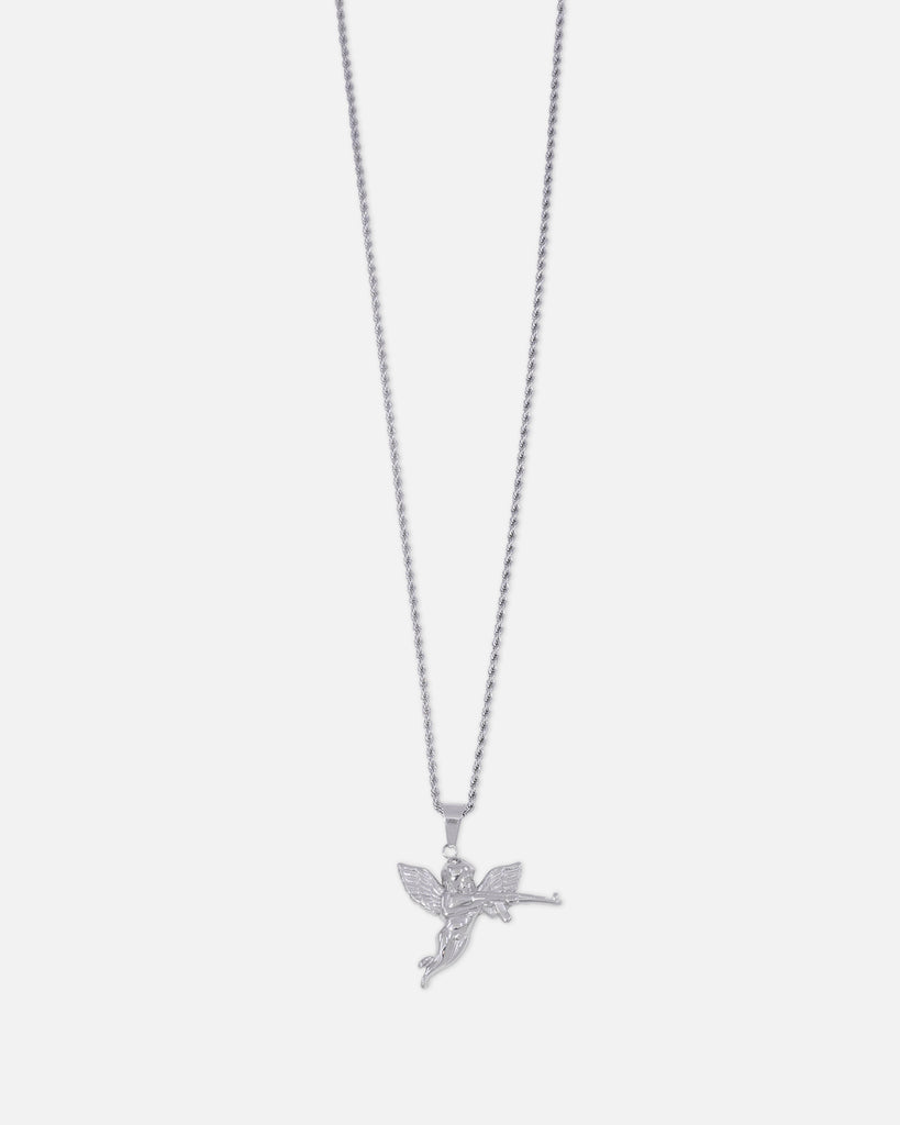 Saint Morta Cupid Pendant Chain White Gold | Culture Kings US