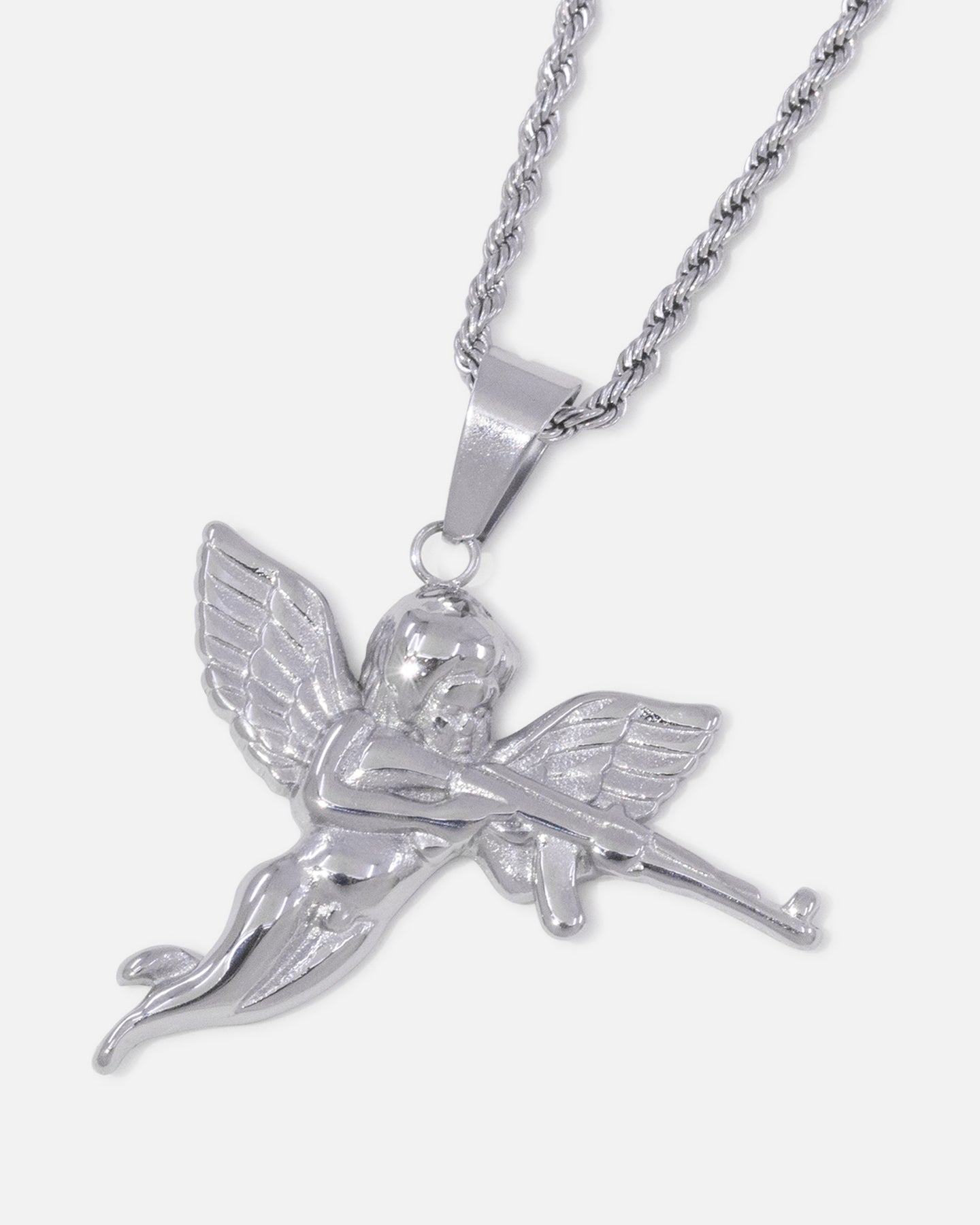 Saint Morta Cupid Pendant Chain White Gold | Culture Kings US