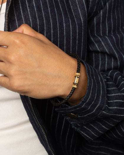 Guess Mainline Exagon Leather Bracelet Gold