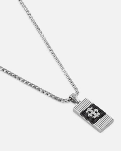 Guess Mainline Rebel Moon 26" Tag Necklace Steel