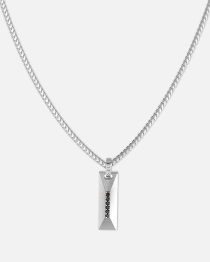 Guess Mainline True Spirit Crystal Tag Necklace Silver