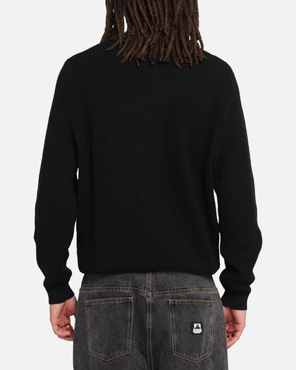 X-Large Script Waffle Knit Sweater Black