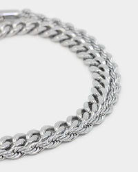 NXS Cuban Rope Bracelet Set White Gold
