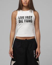 Loiter Women's Live Fast Die Young Rib Tank White