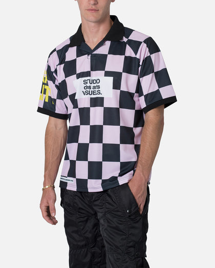 MNML Checkered Polo Shirt Pink