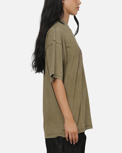 Represent Embellished Represent T-Shirt Vintage Khaki