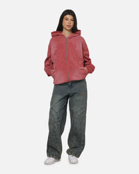 73Studio Marvel Spider-Man Battle Torn Zip Hoodie Washed Red