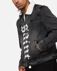 Saint Morta Gothic Distressed Denim Jacket Black Shadow