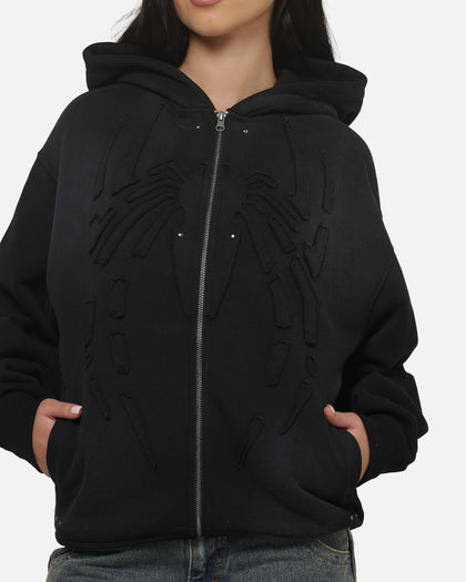 73Studio Marvel Spider-Man Battle Torn Zip Hoodie Washed Black