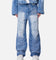 MNML Panelled Moto Denim Jeans Washed Blue